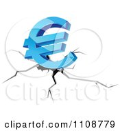 Poster, Art Print Of 3d Blue Euro Symbol Over A Fissure