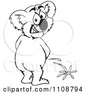 Clipart Black And White Outlined Koala Peeing Royalty Free Vector Illustration