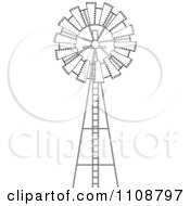 Clipart Black And White Outlined Windmill Royalty Free Vector Illustration