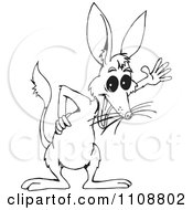 Poster, Art Print Of Black And White Outlined Bilby Waving
