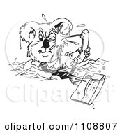 Poster, Art Print Of Black And White Business Koala Drowning In Phone Calls