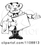 Clipart Black And White Waiter Koala Presenting Royalty Free Vector Illustration by Dennis Holmes Designs
