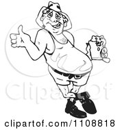 Clipart Black And White Drunk Yobbo Man Royalty Free Vector Illustration