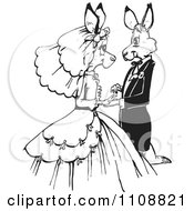 Clipart Black And White Kangaroo Wedding Couple Royalty Free Vector Illustration