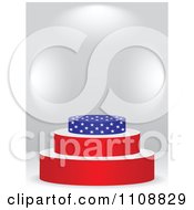 Patriotic American Flag Podium With Copyspace On Gray