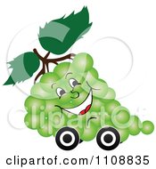 Poster, Art Print Of Happy Bunch Of Green Grapes On Wheels