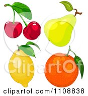 Poster, Art Print Of Cherries A Pear Lemon And Orange