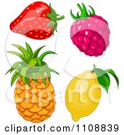 Poster, Art Print Of Strawberry Raspberry Pineapple And Lemon