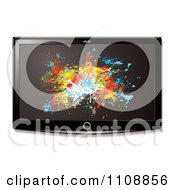 3d Flat Screen Tv With Grungy Paint Splatters On The Display