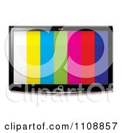 Poster, Art Print Of 3d Flat Screen Tv With Stripes On The Display