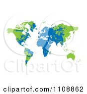 Clipart Grungy Blue And Green World Atlas Royalty Free Vector Illustration