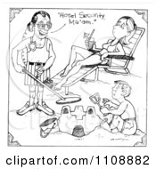 Clipart Man Using A Metal Detector By Hotel Guests And Stating Hes Security Royalty Free Illustration by LoopyLand