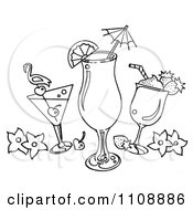 Poster, Art Print Of Black And White Tropical Cocktail Beverages