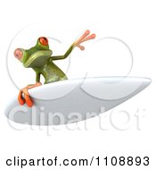 Clipart 3d Springer Frog Surfing 3 Royalty Free CGI Illustration