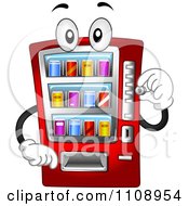 Clipart Soda Vending Machine Mascot Inserting A Coin- Royalty Free Vector Illustration