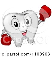 Poster, Art Print Of Happy Punching Dental Tooth Mascot Wearing Boxing Gloves