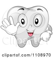 Clipart Happy Waving Dental Tooth Mascot Royalty Free Vector Illustration