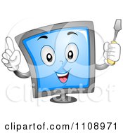 Poster, Art Print Of Computer Repair Screen Mascot With A Screwdriver
