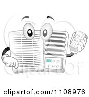 Happy Air Conditioner Mascot Holding A Remote Control