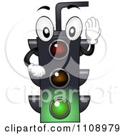 Happy Traffic Light Mascot Shining Green