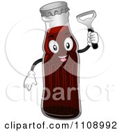 Clipart Soda Bottle Mascot Holding An Opener Royalty Free Vector Illustration