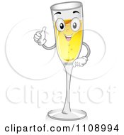Poster, Art Print Of Champagne Mascot Holding A Thumb Up