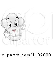 Clipart Happy Chef Hat Mascot With A Blank Menu Sign Royalty Free Vector Illustration