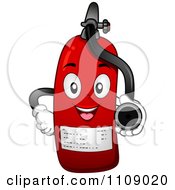 Clipart Happy Fire Extinguisher Mascot Holding Its Nozzle Royalty Free Vector Illustration