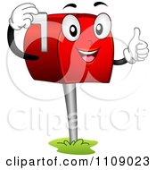 Poster, Art Print Of Happy Mailbox Mascot Lifting Its Flag And Holding A Thumb Up