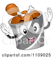 Happy Chicken Drumstick Bucket Mascot