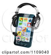 Poster, Art Print Of 3d Headset On A Cell Phone With App Icons