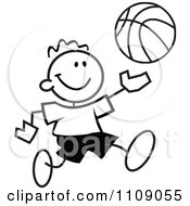 Poster, Art Print Of Black And White Sticker Basketball Player Boy