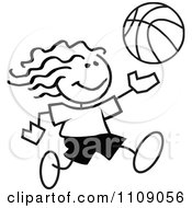 Poster, Art Print Of Black And White Sticker Basketball Player Girl