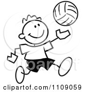 Poster, Art Print Of Black And White Sticker Volleyball Player Boy