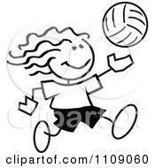 Poster, Art Print Of Black And White Sticker Volleyball Player Girl