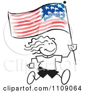 Poster, Art Print Of Sticker Girl Running With An American Flag