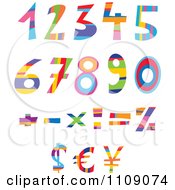 Colorful Numbers Currency And Math Symbols