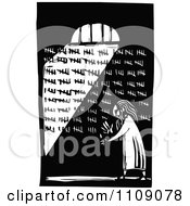 Poster, Art Print Of Prisoner Counting His Days In His Cell Black And White Woodcut