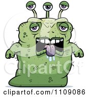 Clipart Ugly Tired Green Alien Royalty Free Vector Illustration