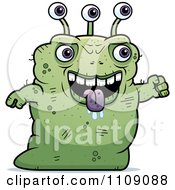 Clipart Ugly Green Alien Walking Royalty Free Vector Illustration