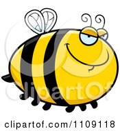 Clipart Chubby Sly Bee Royalty Free Vector Illustration