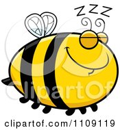 Clipart Chubby Sleeping Bee Royalty Free Vector Illustration