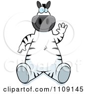 Clipart Zebra Sitting And Waving Royalty Free Vector Illustration by Cory Thoman