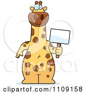Poster, Art Print Of Giraffe Holding A Sign