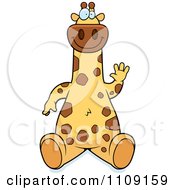Poster, Art Print Of Giraffe Sitting And Waving