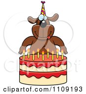 Poster, Art Print Of Dog Making A Wish Over Candles On A Birthday Cake
