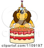 Poster, Art Print Of Lion Making A Wish Over Candles On A Birthday Cake