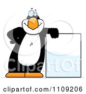 Poster, Art Print Of Penguin Leaning On A Sign