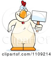 Poster, Art Print Of White Chicken Holding A Sign