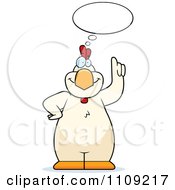 Clipart White Chicken Talking Royalty Free Vector Illustration